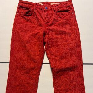 Pilcro And The Letterpress Anthropologie Red Floral Skinny Jeans 29